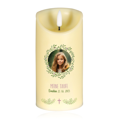Personalisierter 1 Name & Datum & Foto & Text Led Kerze-zur Konfirmation/Kommunion-Geschenk für Sohn/Tochter