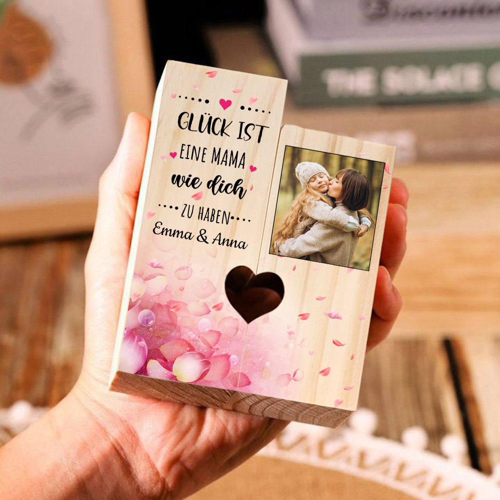 Personalisierbarer Foto & 2 Namen an MAMA Kerzenhalter " Glück ist eine MAMA wie dich zu haben “