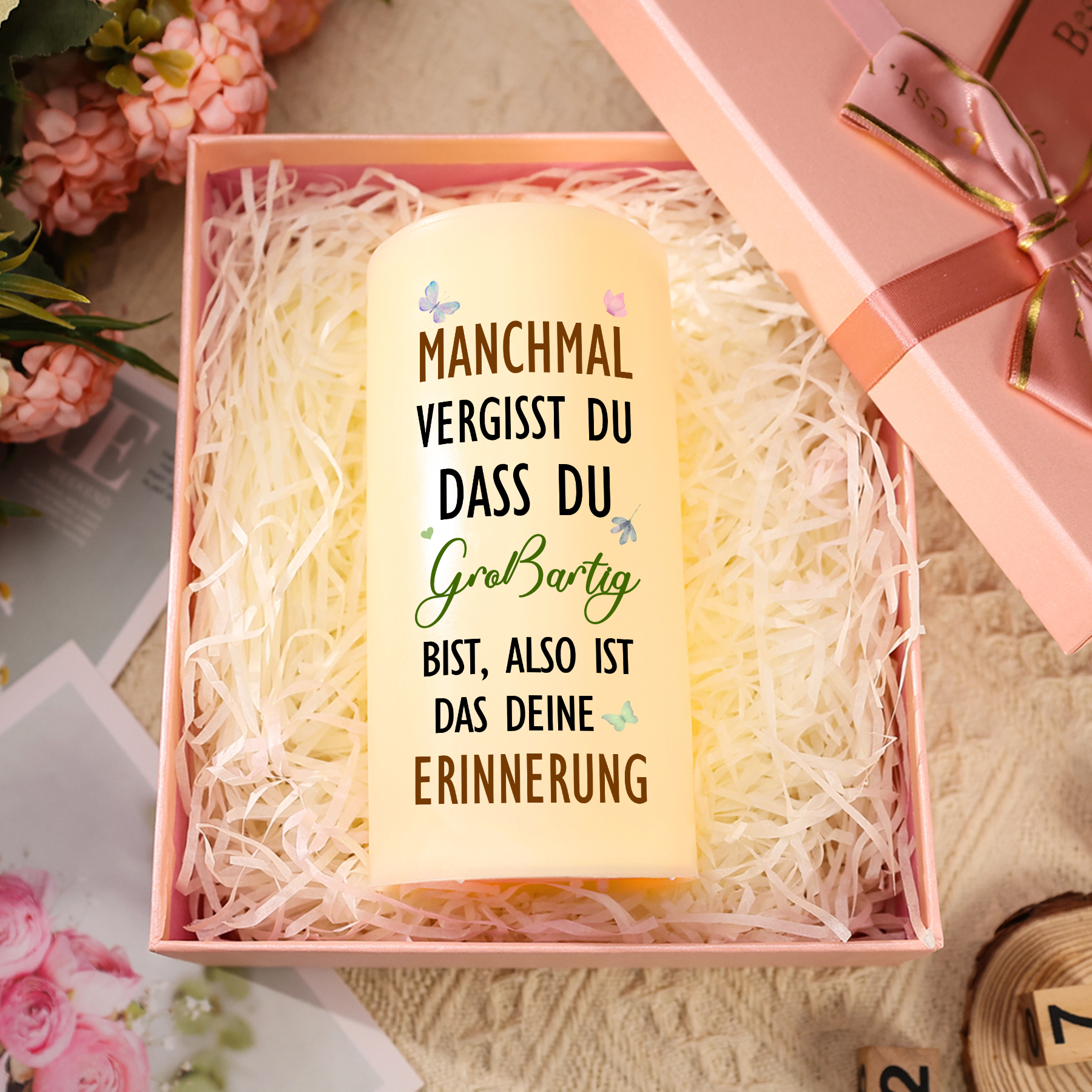 Personalisierbare LED-Kerze mit 2 Namen & Foto- Wie die Mutter, So die Tochter- Geschenk für Mama