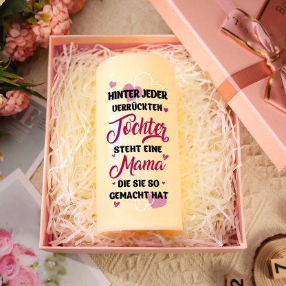 Personalisierbare LED-Kerze mit 2 Namen & Foto- Wie die Mutter, So die Tochter- Geschenk für Mama