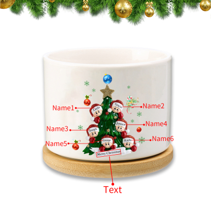Personalisierbare 2-8 Namen & Text Weihnachts-Blumentopf – Festliche Keramikdekoration für Familie