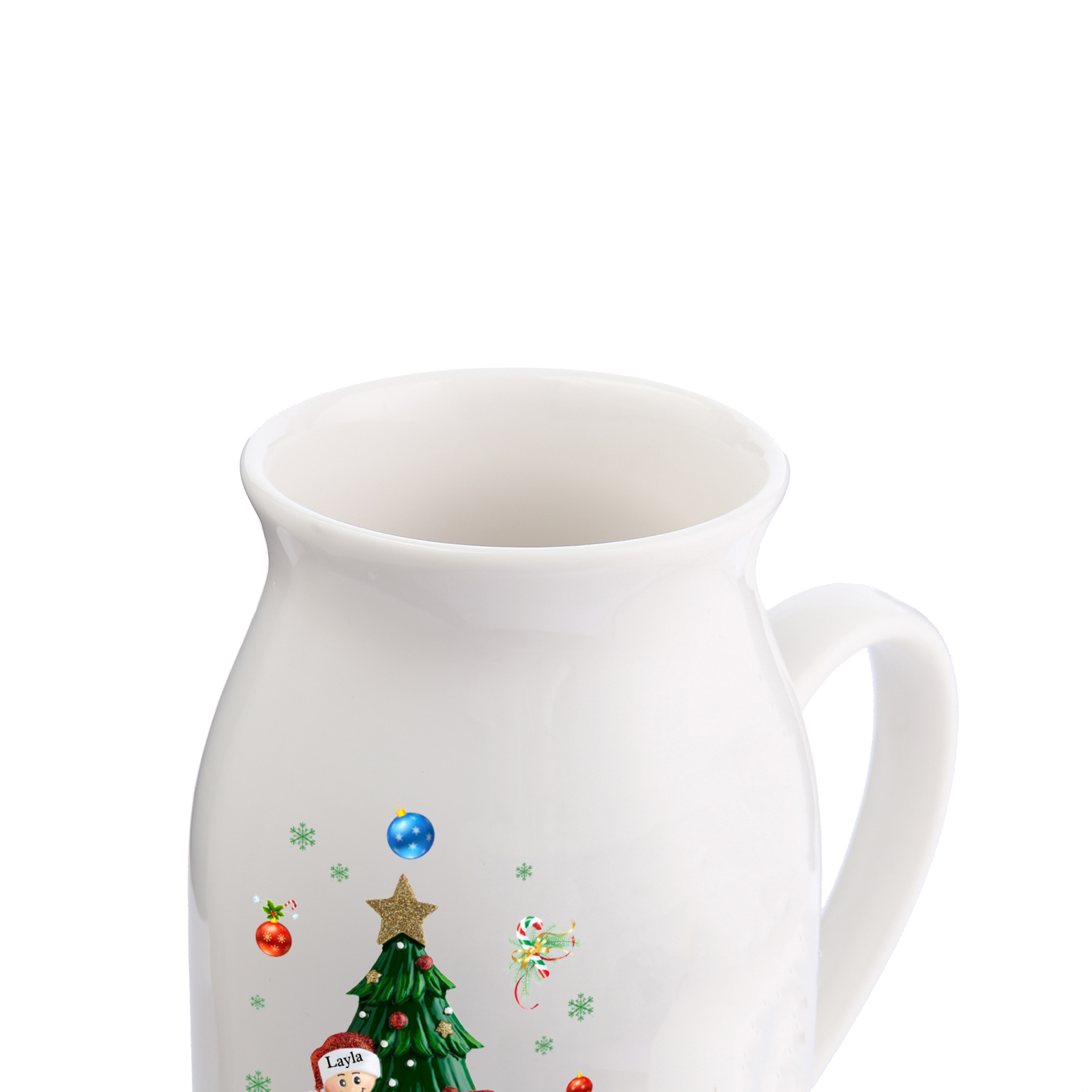 Personalisierte 2-6 Namen & Text Blumenvase mit Weihnachtsbaum-Motiv - Perfektes Weihnachtsgeschenk für Familie