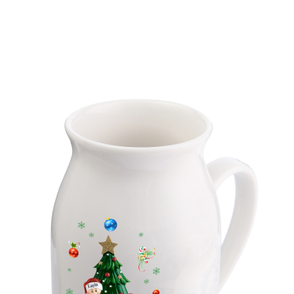 Personalisierte 2-6 Namen & Text Blumenvase mit Weihnachtsbaum-Motiv - Perfektes Weihnachtsgeschenk für Familie
