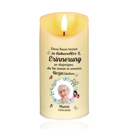 Personalisierbarer 1 Name & Foto & Datum LED-Gedenk-Kerze – Ewige Erinnerungen lebendig halten