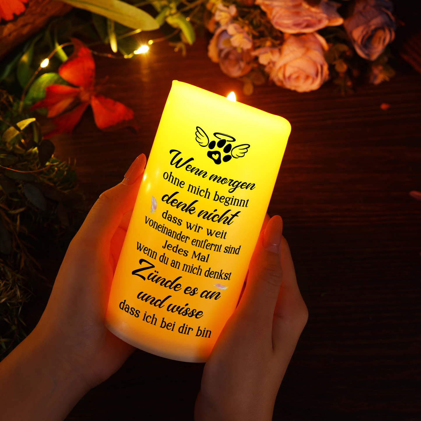 Personalisierbarer 1 Name & Foto Haustier LED-Gedenk-Kerze – Dieses Licht bleibt als liebevolle Erinnerung