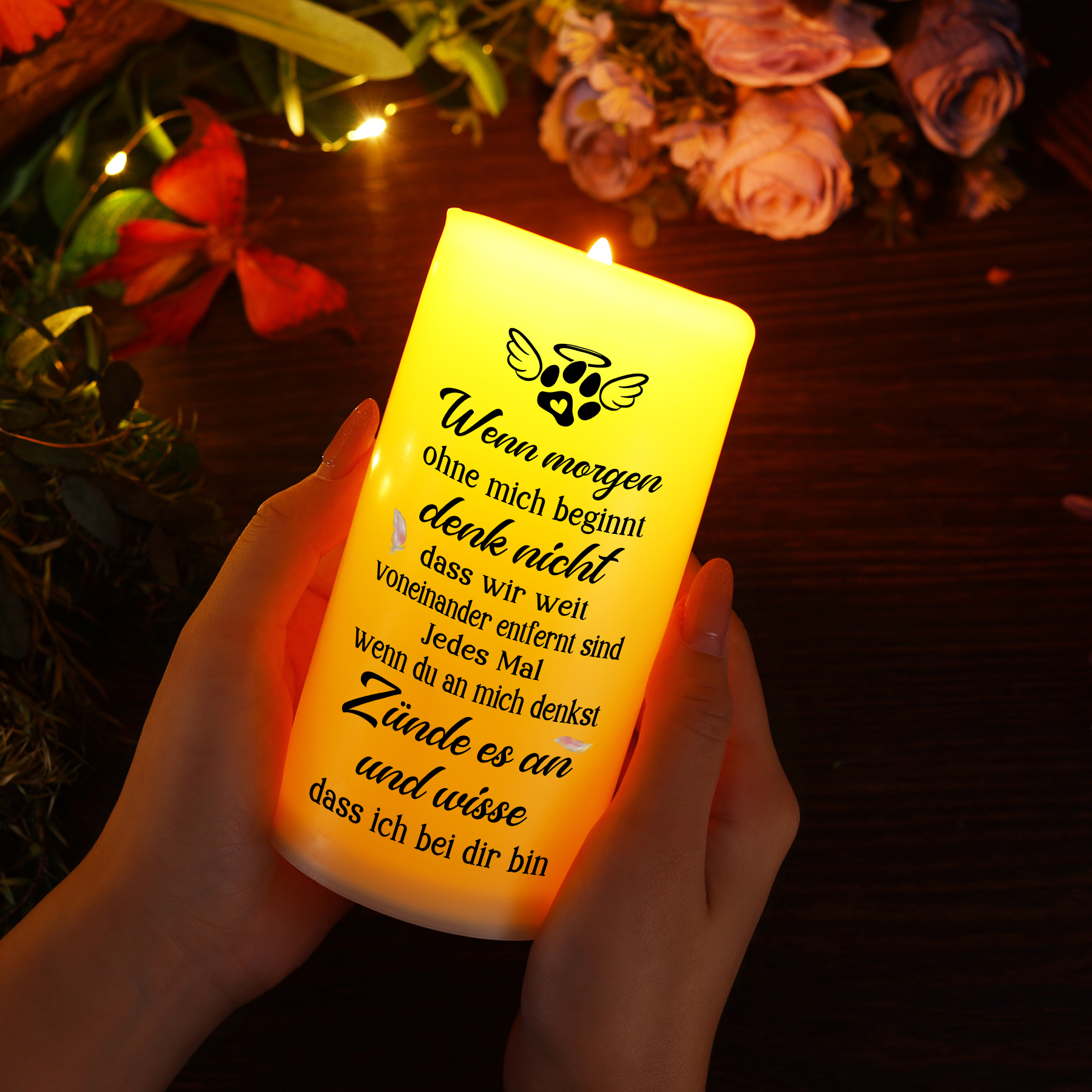 Personalisierbarer 1 Name & Foto Haustier LED-Gedenk-Kerze – Dieses Licht bleibt als liebevolle Erinnerung