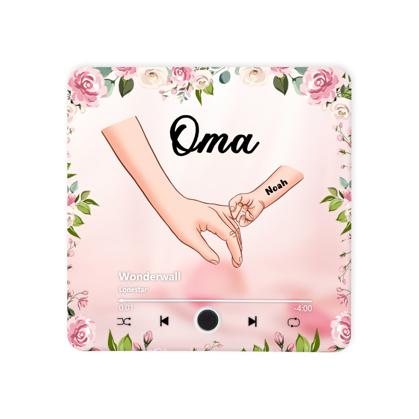 Personalisiertes 1 Name & Text & Lied Rosa Acryl Kühlschrankmagnet mit Musikfunktion