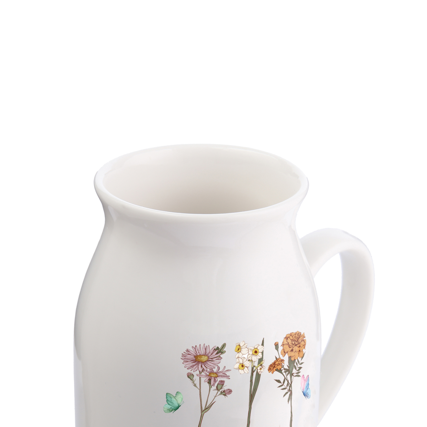 Personalisiertet 3 Namen & Blumen & 2 Texte Gießvase mit Henkel Familie Vase