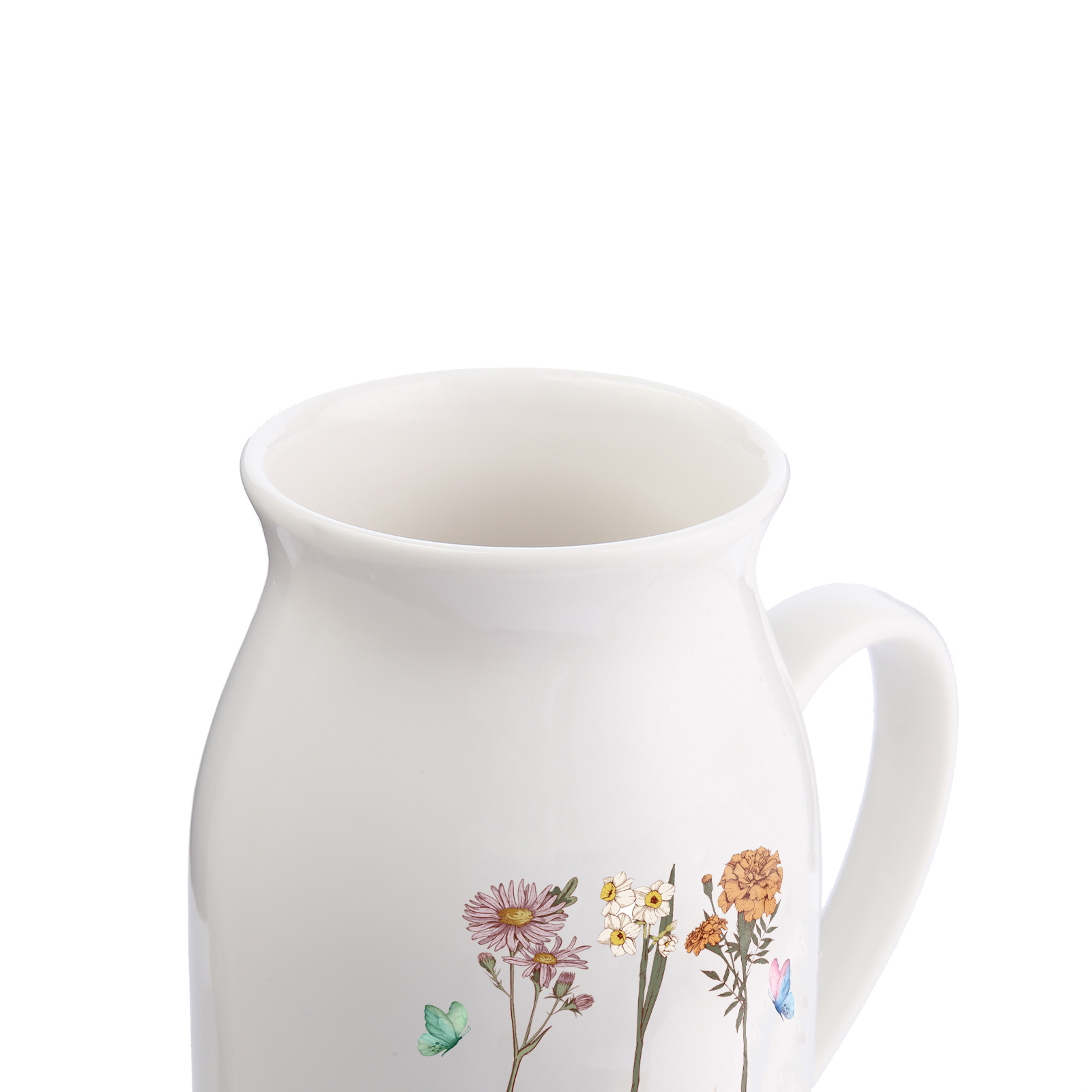 Personalisiertet 3 Namen & Blumen & 2 Texte Gießvase mit Henkel Familie Vase