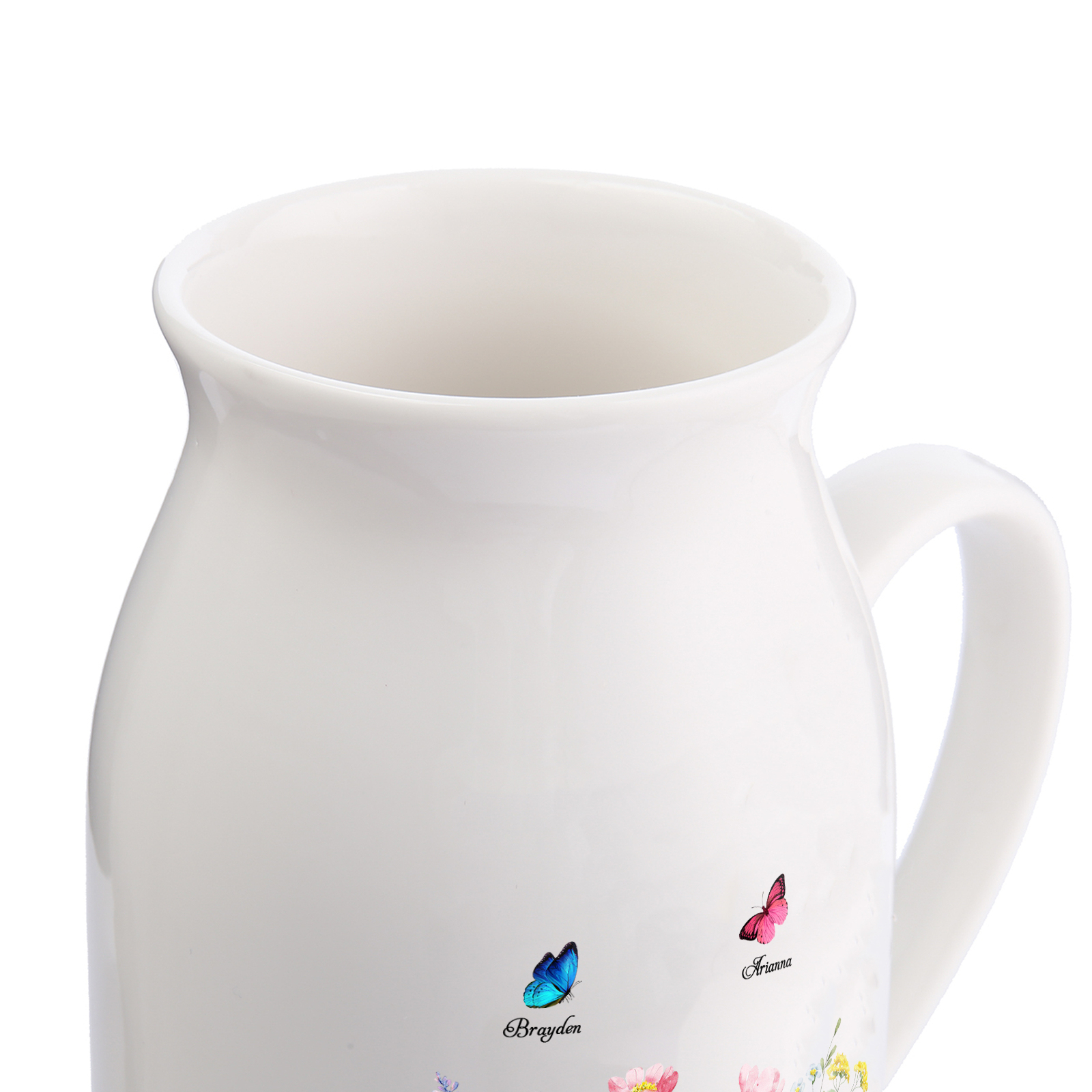 Personalisierte 2 Namen & Muster & 2 Texte Blumen Gießvase mit Henkel Familie Vase-Pefektes Geschenk für Familien