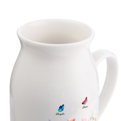 Personalisierte 2 Namen & Muster & 2 Texte Blumen Gießvase mit Henkel Familie Vase-Pefektes Geschenk für Familien