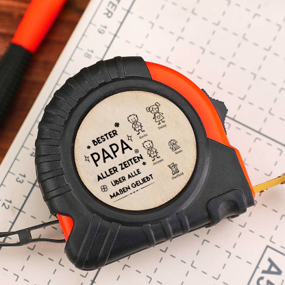 Personalisierbare 2-6 Namen Maßband mit Faust-Motiven in Orange/ Gelb