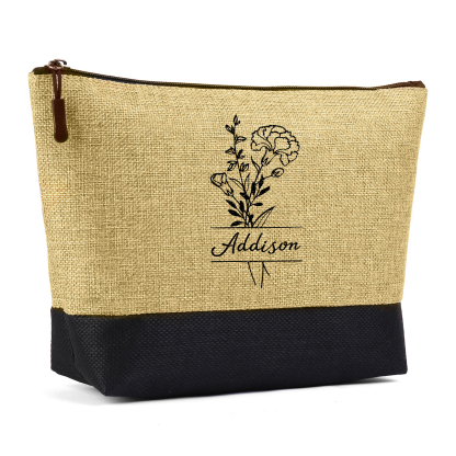 Personalisierter 1 Name & Geburtsblume Khaki Polyester-Handtasche