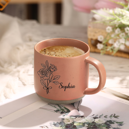Tasse - Personalisierter Name & Geburtsblume Keramikbecher Geschenk für Oma