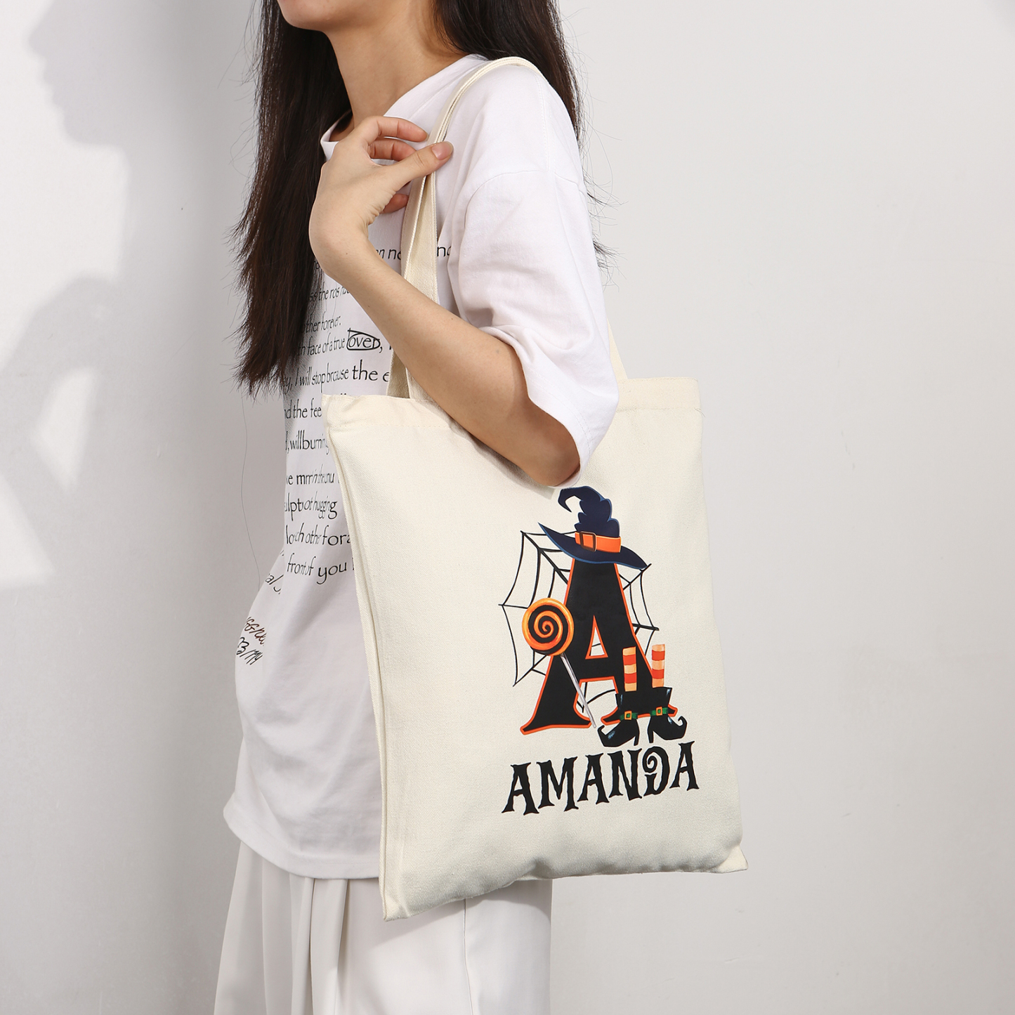 Personalisierter1 Name & Buchstabe Halloween Tasche Süßes Oder Saures Süßigkeiten Leinwand Tasche