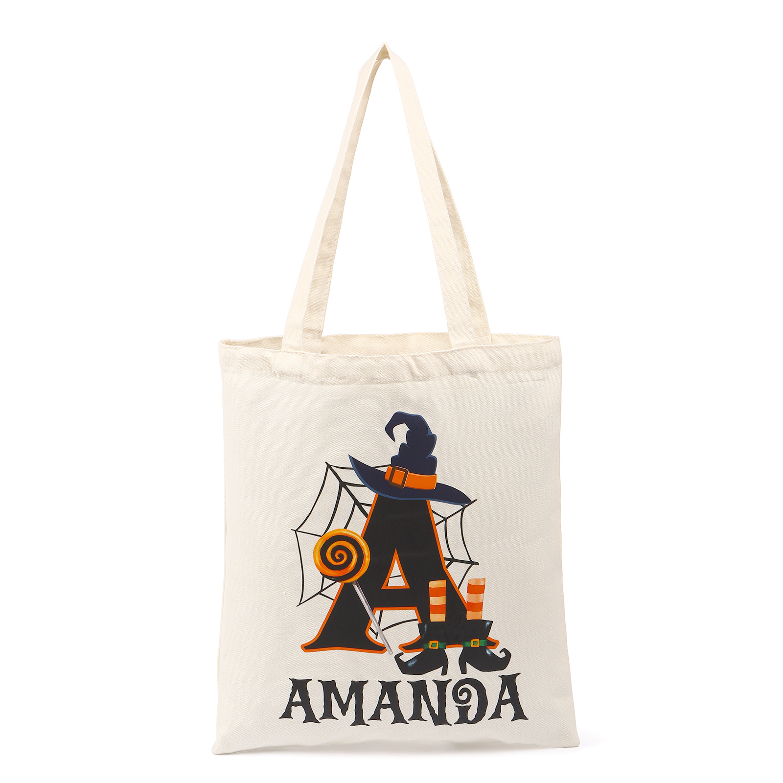 Personalisierter1 Name & Buchstabe Halloween Tasche Süßes Oder Saures Süßigkeiten Leinwand Tasche