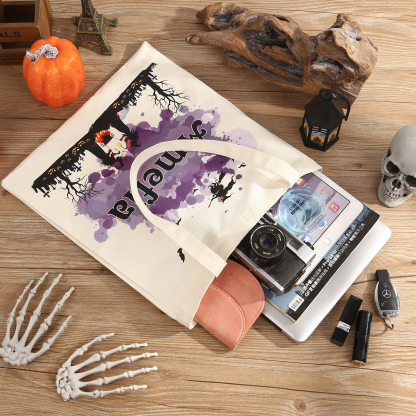 ]Personalisierter 1 Name Halloween Tasche Süßes Oder Saures Süßigkeiten Leinwand Tasche 