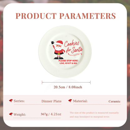 Personalisierter Name & Foto & Text & Datum & Buchstabe keramik Weihnachts-teller – mit 6 verschiedenen Motiven