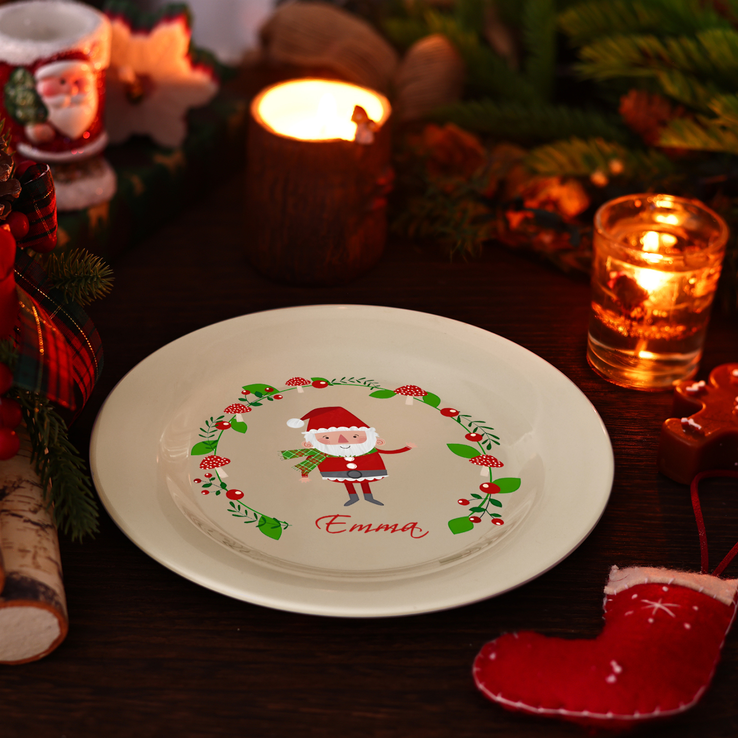 Personalisierter Name & Foto & Text & Datum & Buchstabe keramik Weihnachts-teller – mit 6 verschiedenen Motiven