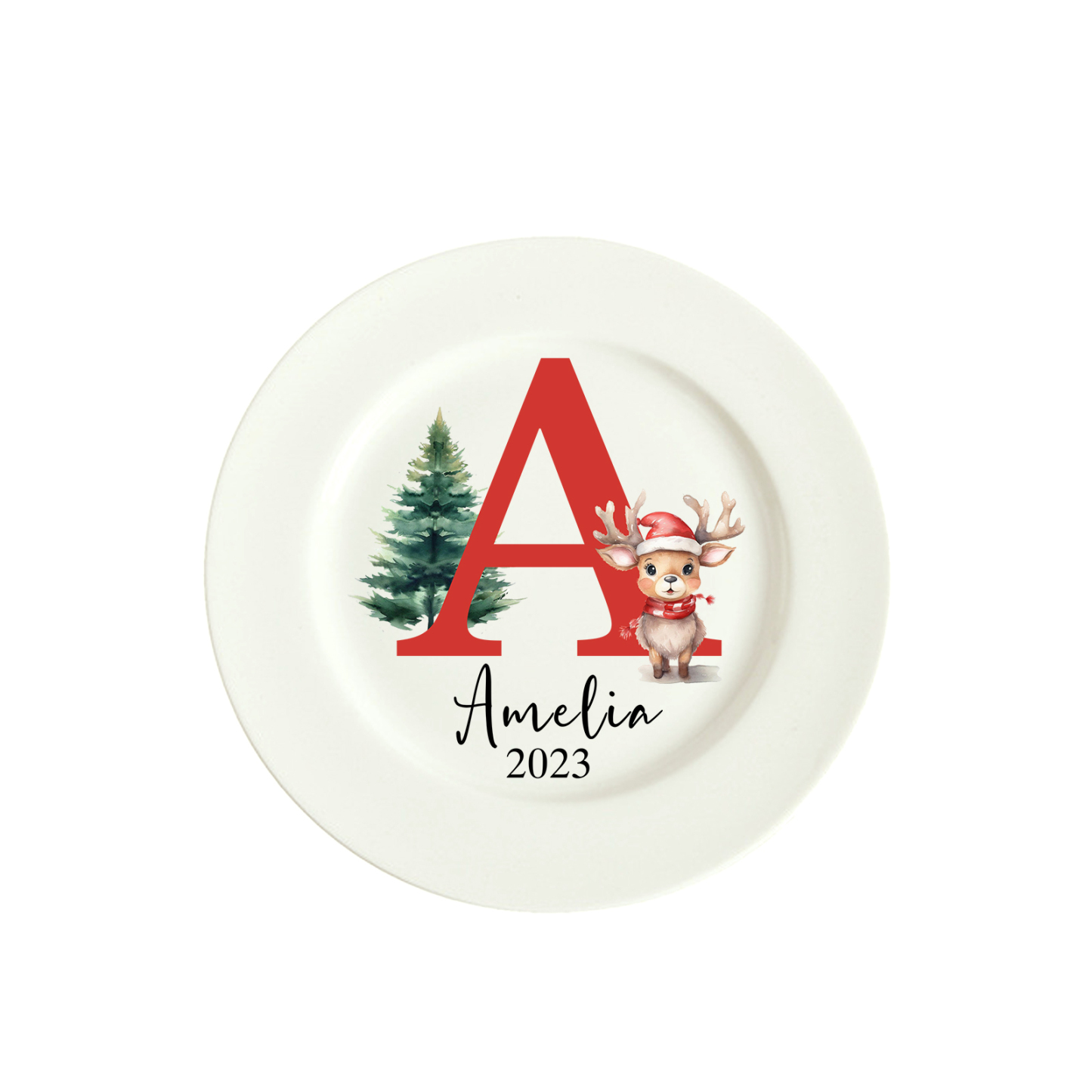 Personalisierter Name & Foto & Text & Datum & Buchstabe keramik Weihnachts-teller – mit 6 verschiedenen Motiven