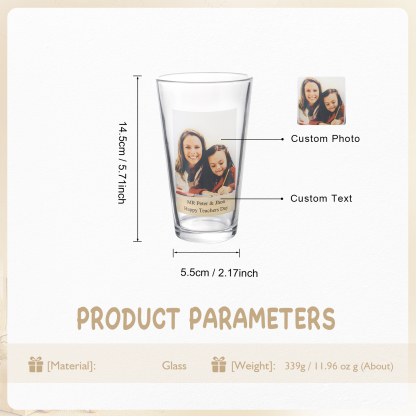 Personalisiertes 1 Foto & Text Glasbecher – individuelles Glastasse für besondere Momente