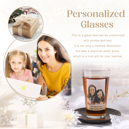 Personalisiertes 1 Foto & Text Glasbecher – individuelles Glastasse für besondere Momente