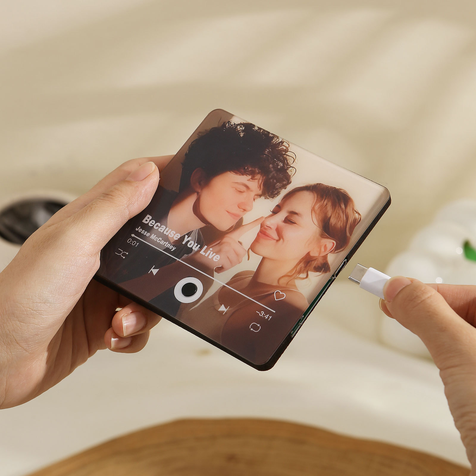 Personalisiertes 1 Foto & Lied Acryl Musik-Kühlschrankmagnet – Individuelles Geschenk für Paar