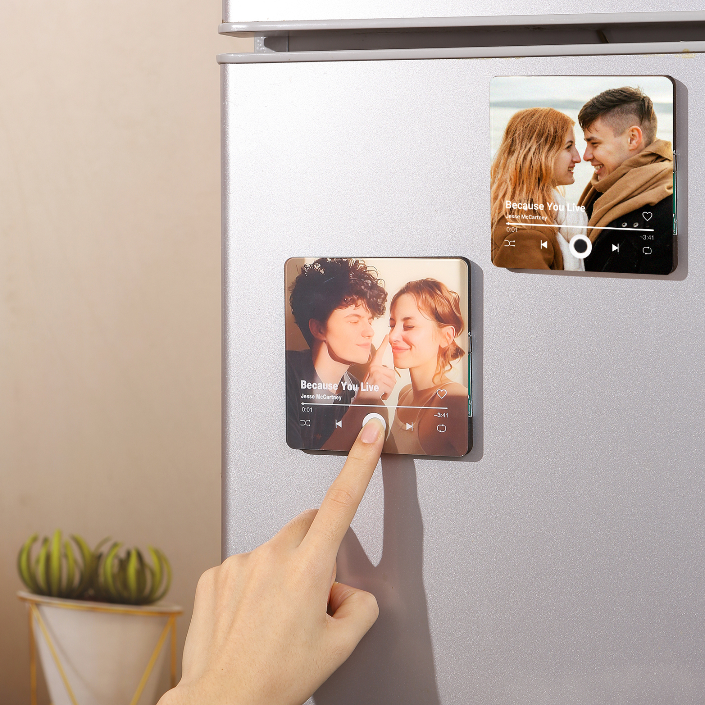 Personalisiertes 1 Foto & Lied Acryl Musik-Kühlschrankmagnet – Individuelles Geschenk für Paar