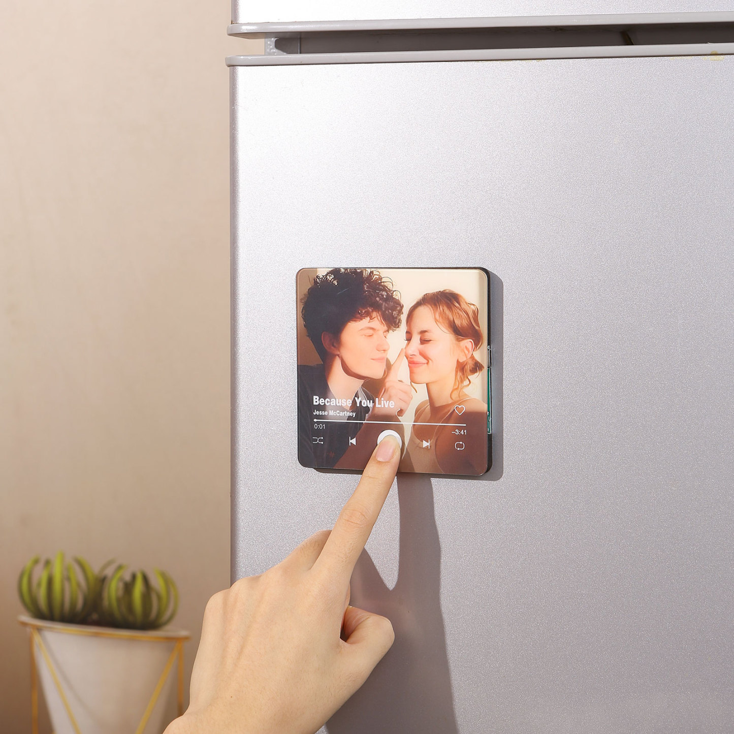 Personalisiertes 1 Foto & Lied Acryl Musik-Kühlschrankmagnet – Individuelles Geschenk für Paar