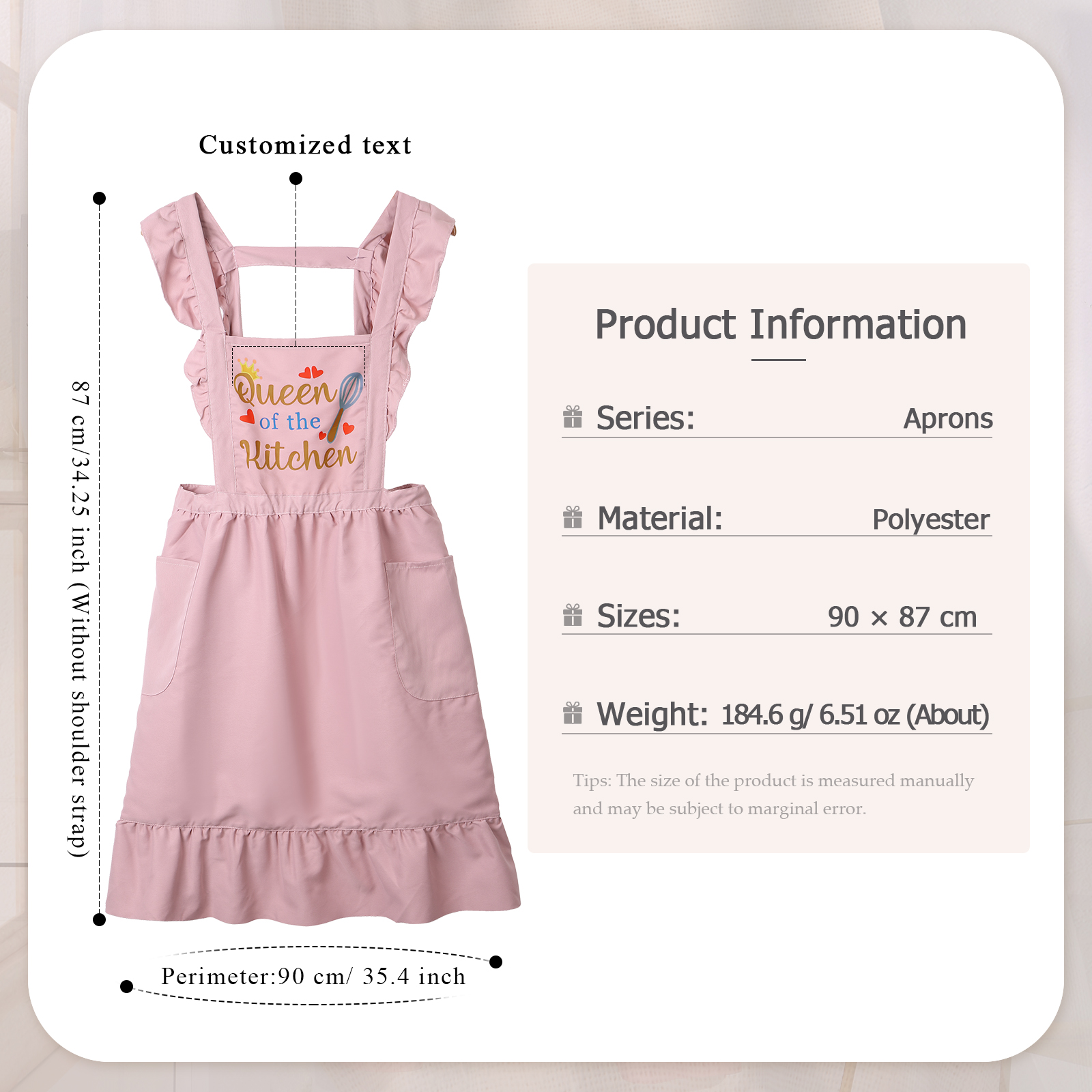 Personalisierter 1 Name Polyester-Schulterock in Rosa für die Küche