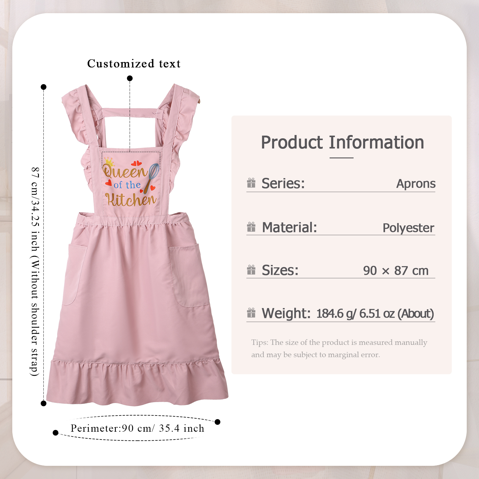 Personalisierter 1 Name Polyester-Schulterock in Rosa für die Küche