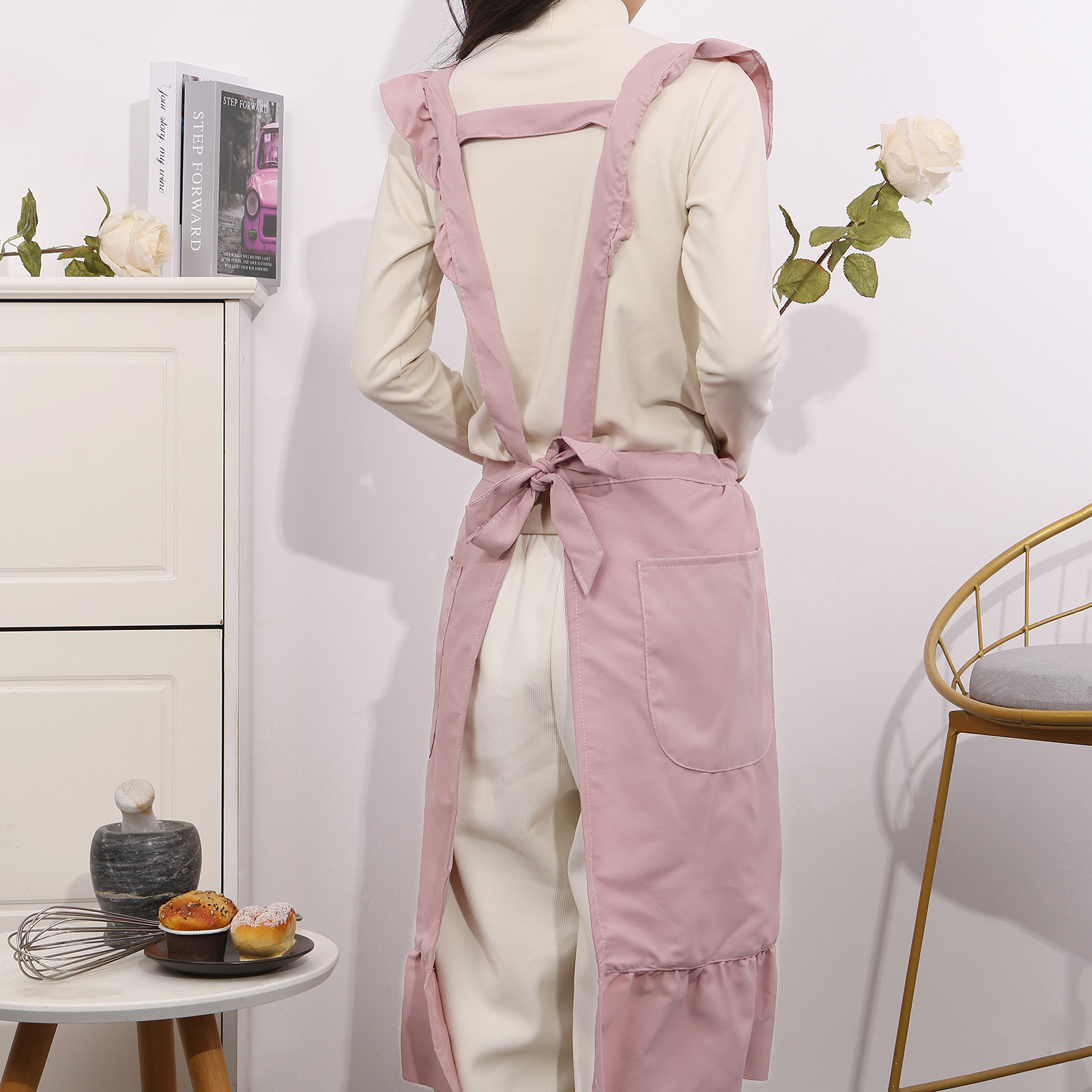 Personalisierter 1 Name Polyester-Schulterock in Rosa für die Küche