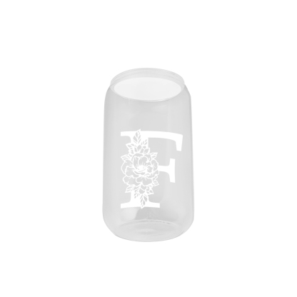 Personalisierter Buchstabe Blume Glas-Trinkflasche Glastasse mit Glasstrohhalm