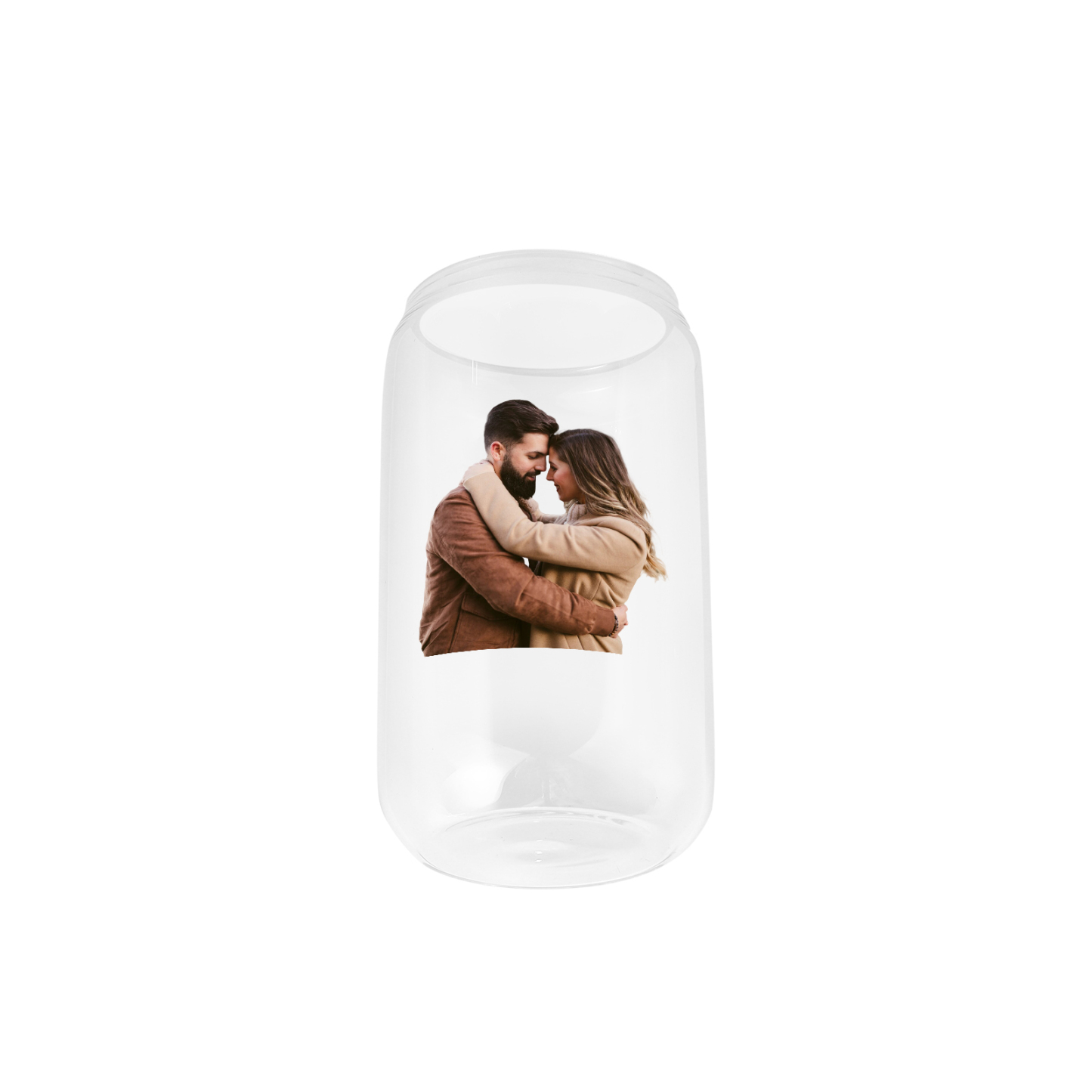 Personalisiertes Foto Glas-Trinkflasche Glastasse mit Glasstrohhalm für Paar