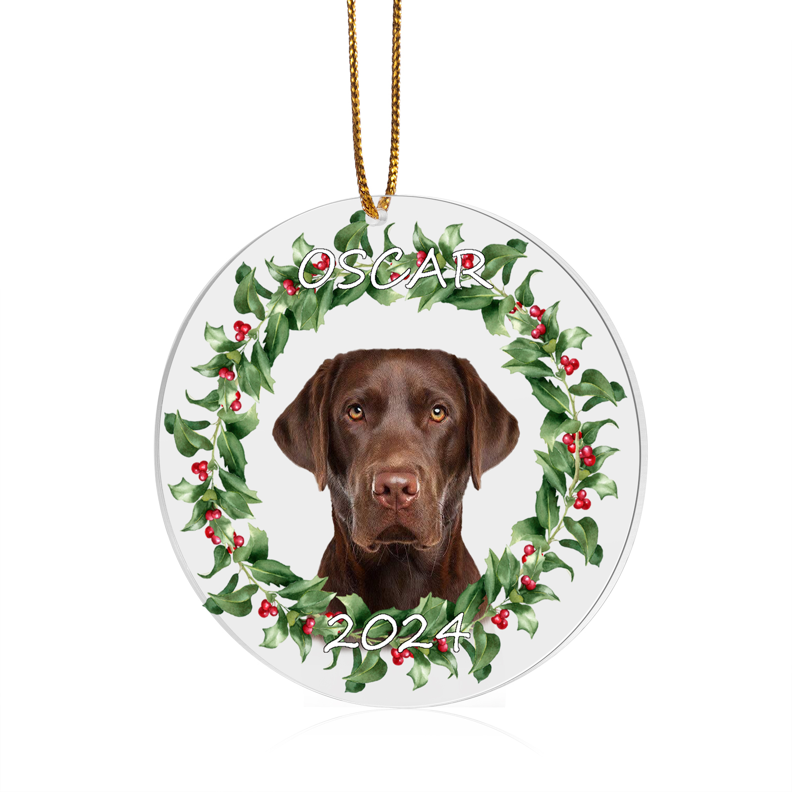 Acryl Weihnachtsornament-Personalisiertes Foto & 2 Texte Haustier Weihnachtsanhänger – 5 Stile zur Auswahl 