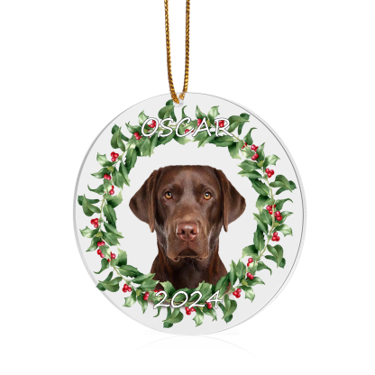 Acryl Weihnachtsornament-Personalisiertes Foto & 2 Texte Haustier Weihnachtsanhänger – 5 Stile zur Auswahl 