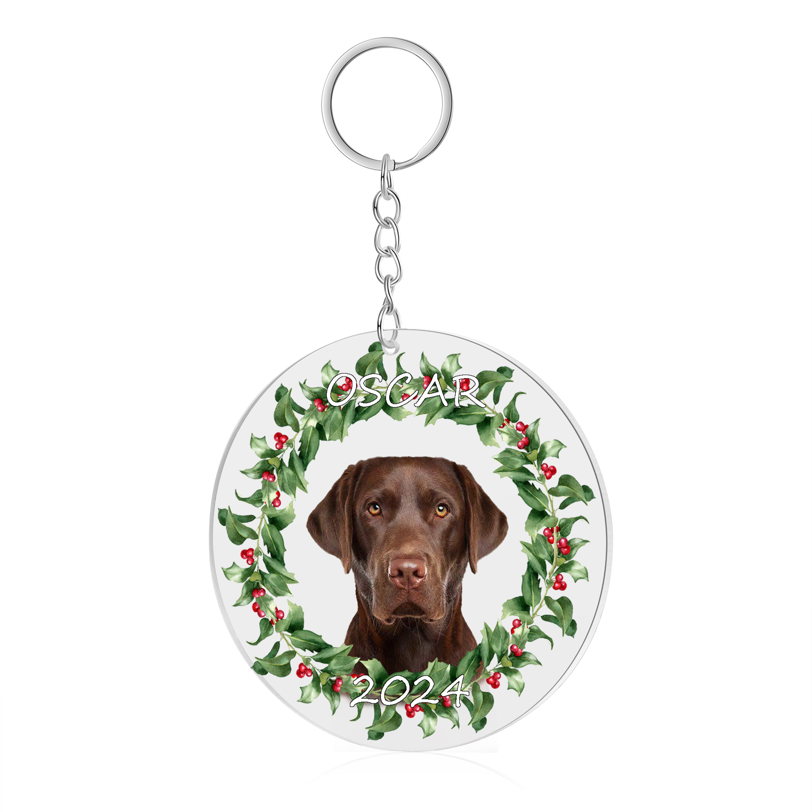 Acryl Weihnachtsornament-Personalisiertes Foto & 2 Texte Haustier Weihnachtsanhänger – 5 Stile zur Auswahl 