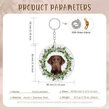 Acryl Weihnachtsornament-Personalisiertes Foto & 2 Texte Haustier Weihnachtsanhänger – 5 Stile zur Auswahl 