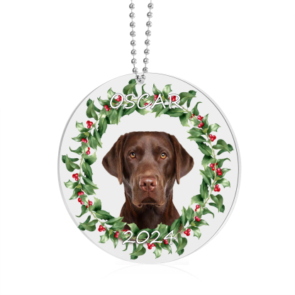 Acryl Weihnachtsornament-Personalisiertes Foto & 2 Texte Haustier Weihnachtsanhänger – 5 Stile zur Auswahl 