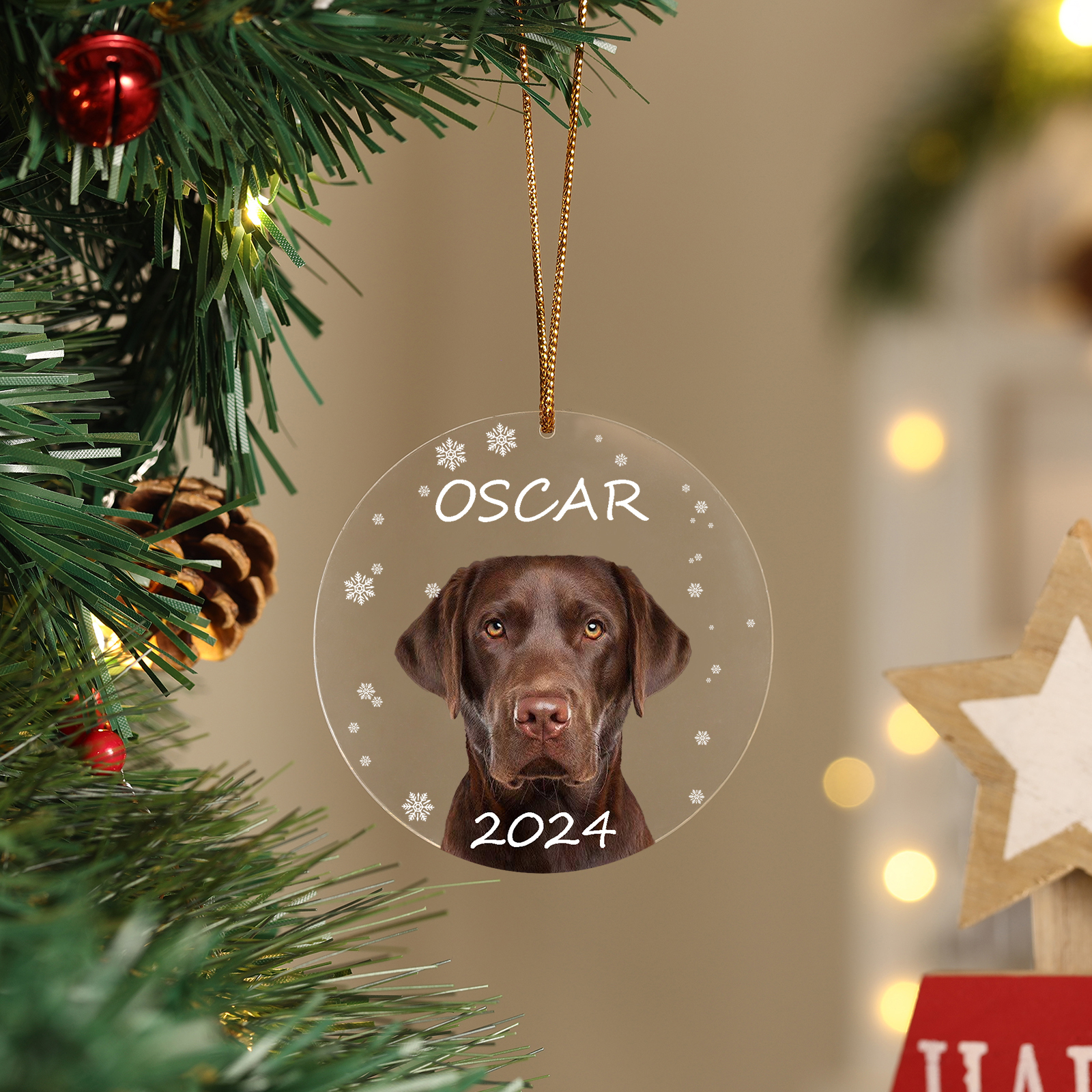 Acryl Weihnachtsornament-Personalisiertes Foto & 2 Texte Haustier Weihnachtsanhänger – 5 Stile zur Auswahl 