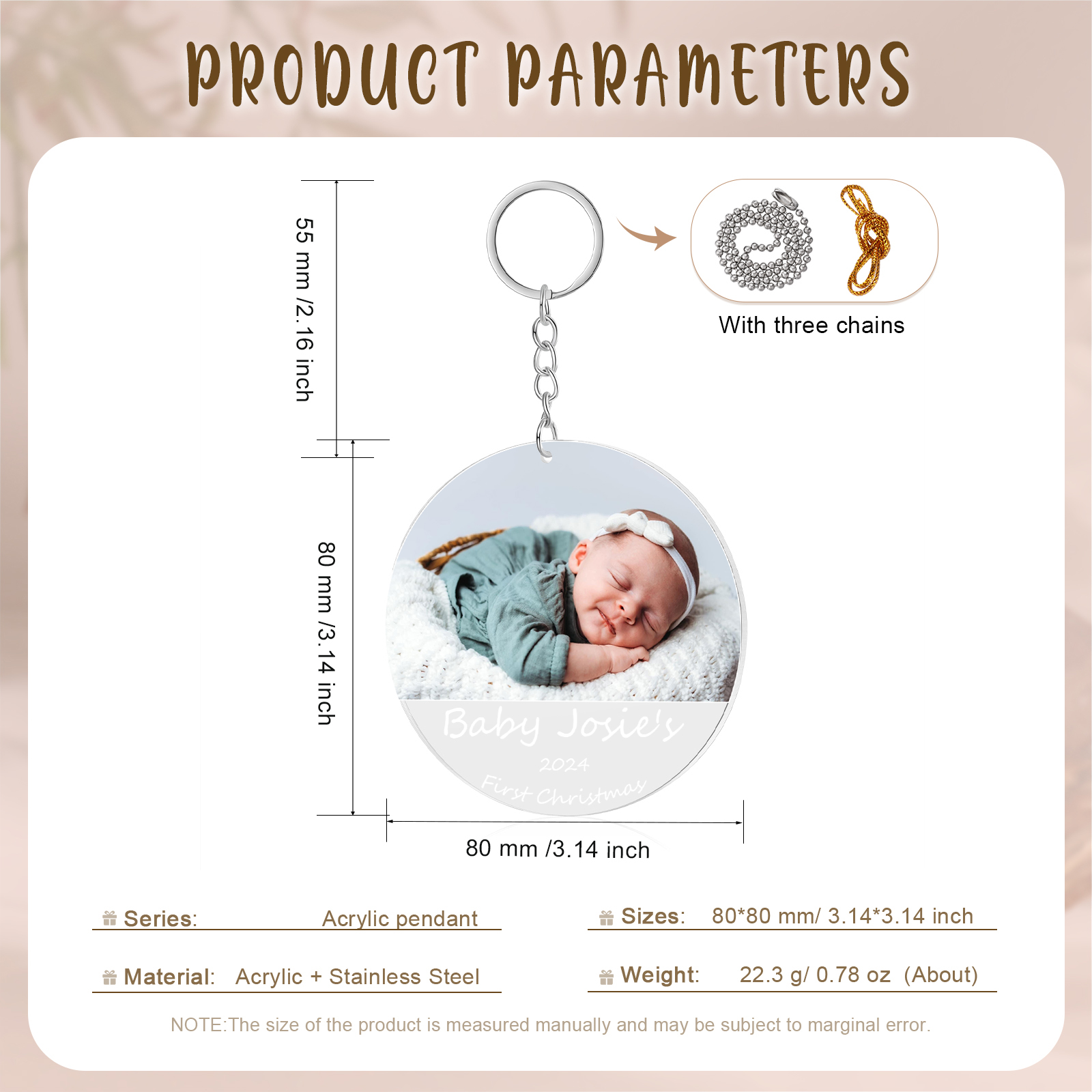 Acryl Weihnachtsornament-Personalisiertes Foto & 2 Texte Baby Weihnachtsanhänger – Babys erste Weihnachten 