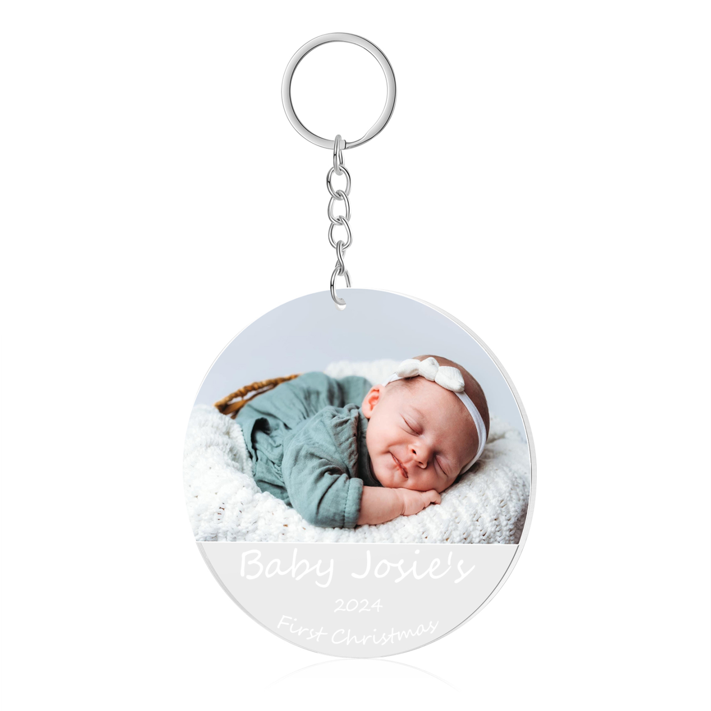 Acryl Weihnachtsornament-Personalisiertes Foto & 2 Texte Baby Weihnachtsanhänger – Babys erste Weihnachten