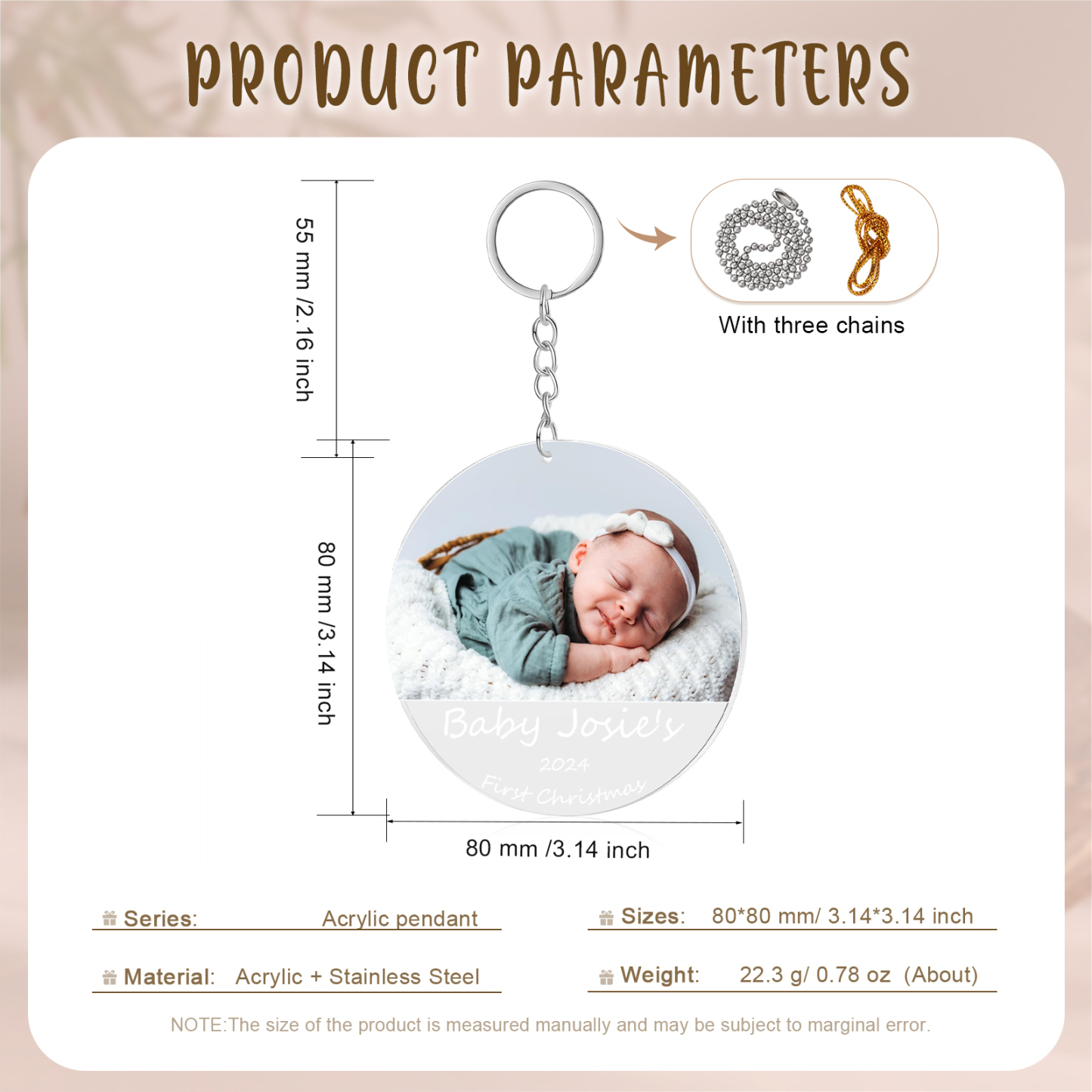 Acryl Weihnachtsornament-Personalisiertes Foto & 2 Texte Baby Weihnachtsanhänger – Babys erste Weihnachten 