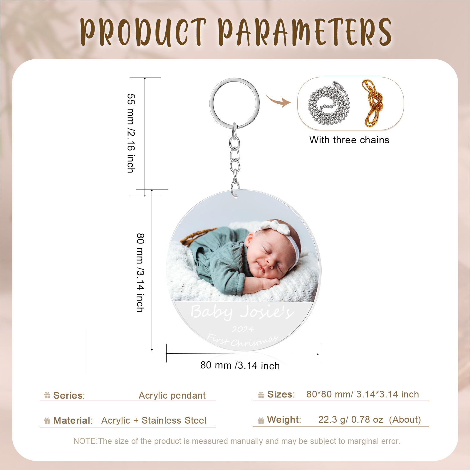 Acryl Weihnachtsornament-Personalisiertes Foto & 2 Texte Baby Weihnachtsanhänger – Babys erste Weihnachten 