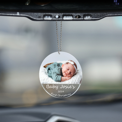 Acryl Weihnachtsornament-Personalisiertes Foto & 2 Texte Baby Weihnachtsanhänger – Babys erste Weihnachten 