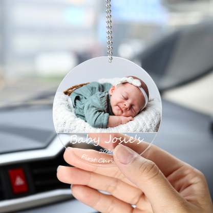 Acryl Weihnachtsornament-Personalisiertes Foto & 2 Texte Baby Weihnachtsanhänger – Babys erste Weihnachten 