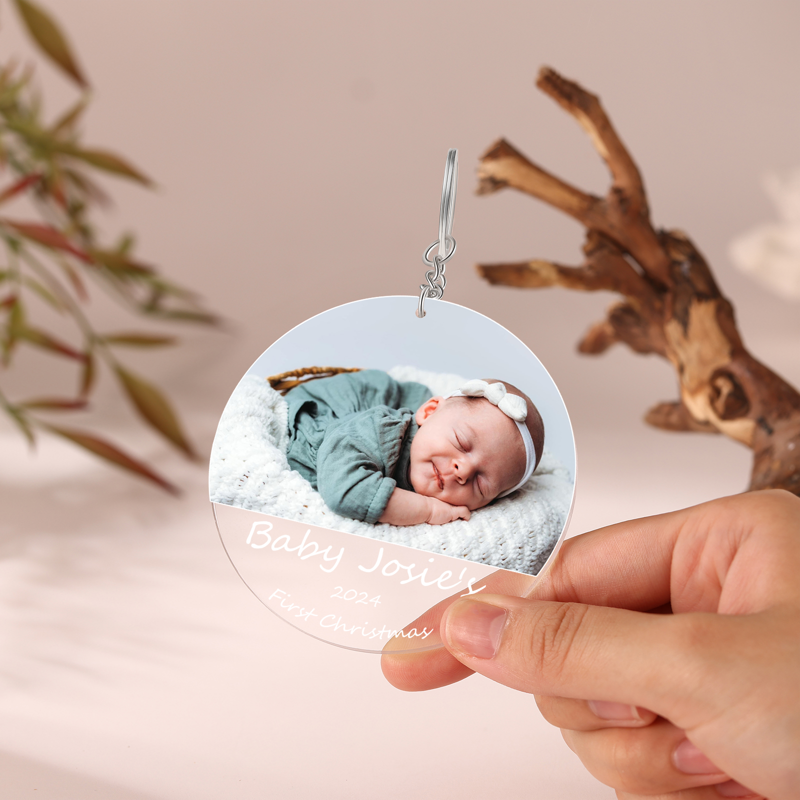 Acryl Weihnachtsornament-Personalisiertes Foto & 2 Texte Baby Weihnachtsanhänger – Babys erste Weihnachten 