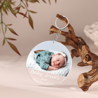 Acryl Weihnachtsornament-Personalisiertes Foto & 2 Texte Baby Weihnachtsanhänger – Babys erste Weihnachten 