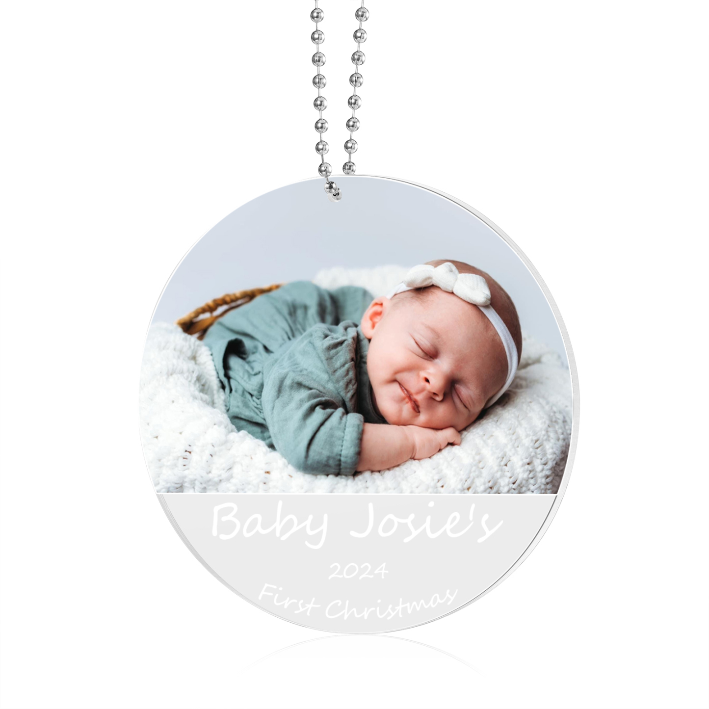 Acryl Weihnachtsornament-Personalisiertes Foto & 2 Texte Baby Weihnachtsanhänger – Babys erste Weihnachten