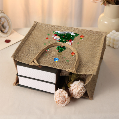 Personalisierbare 2-6 Namen & Text Canvas Tragetasche – Leichte & Stilvolle Einkaufstasche für Weihnachten